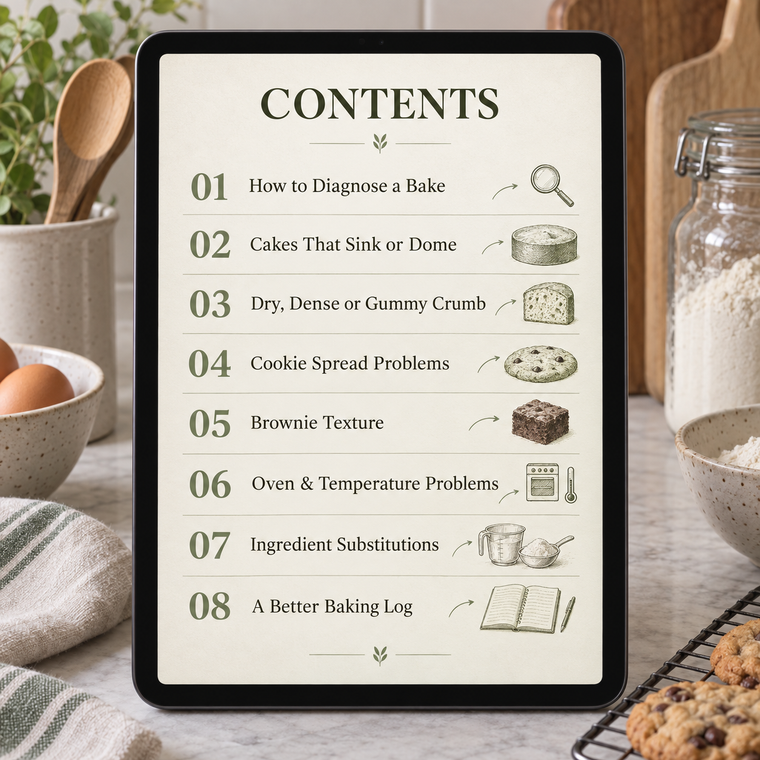 Table of contents from The Baking Basics Handbook.